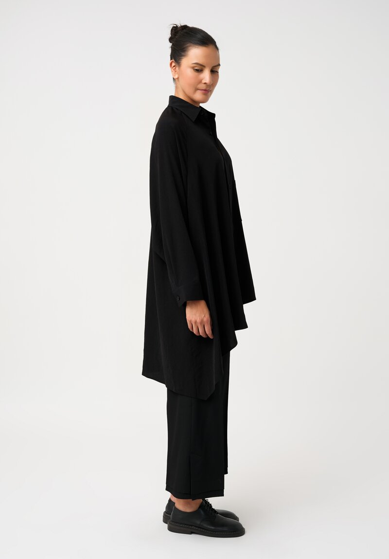 Yohji Yamamoto Raglan Sleeve Asymmetric Hem Button Down Top