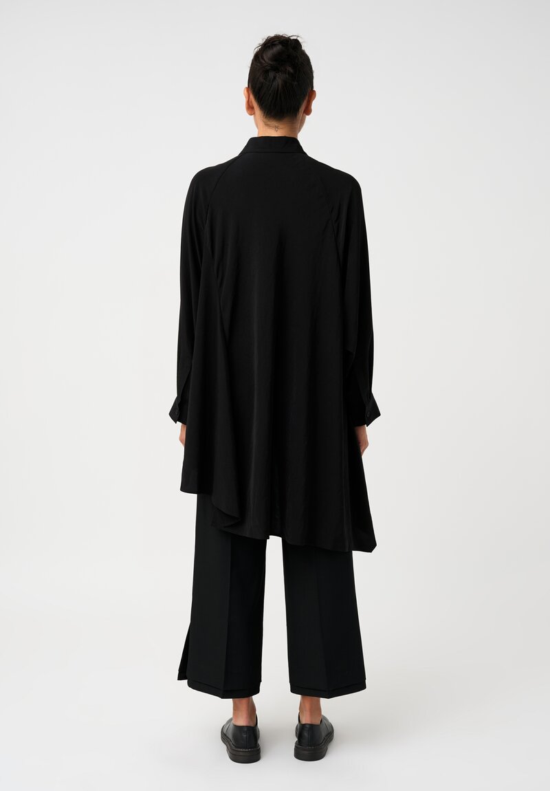 Yohji Yamamoto Raglan Sleeve Asymmetric Hem Button Down Top