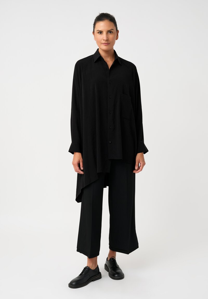 Yohji Yamamoto Raglan Sleeve Asymmetric Hem Button Down Top