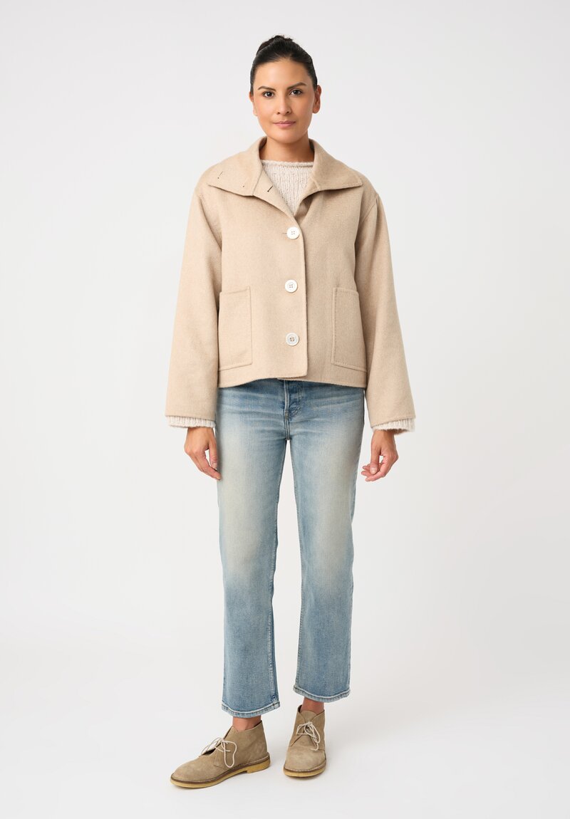 Nanna Pause Cashmere Enid Button Down Jacket in Natural Cream