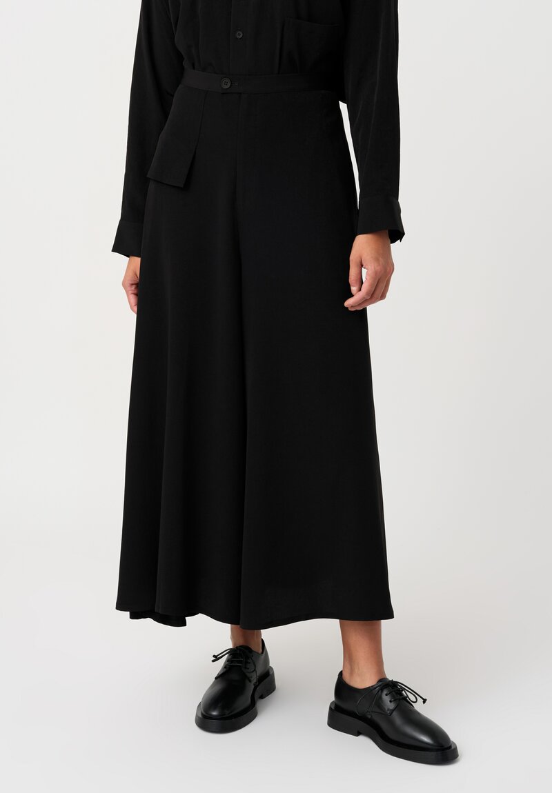 Yohji Yamamoto Faux Wrap Culotte Pants in Black	