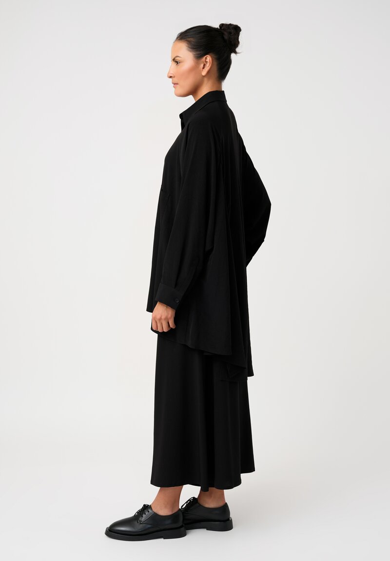 Yohji Yamamoto Faux Wrap Culotte Pants in Black	