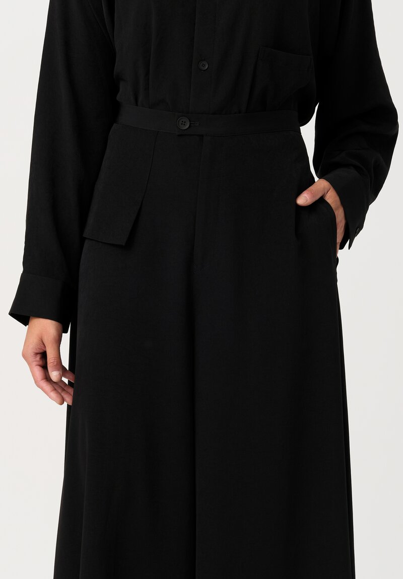 Yohji Yamamoto Faux Wrap Culotte Pants in Black	