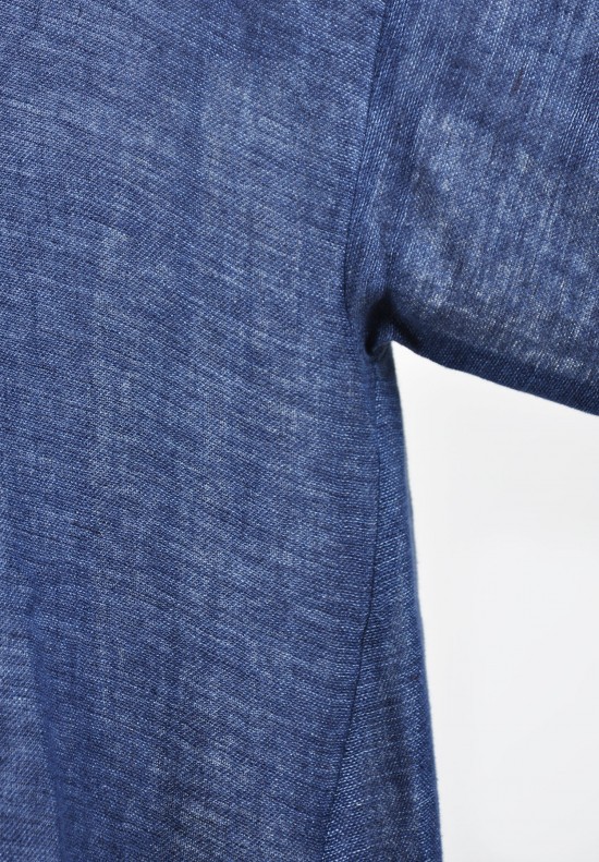 Eskandar Open Front Light Linen Cardigan in Dark Indigo | Santa Fe Dry ...