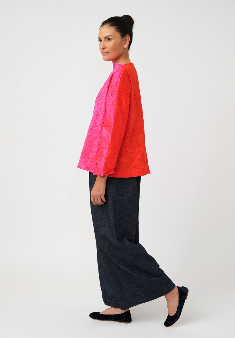 Daniela Gregis Washed Silk Lunedi Top in Bicolore Fuchsia Pink & Red