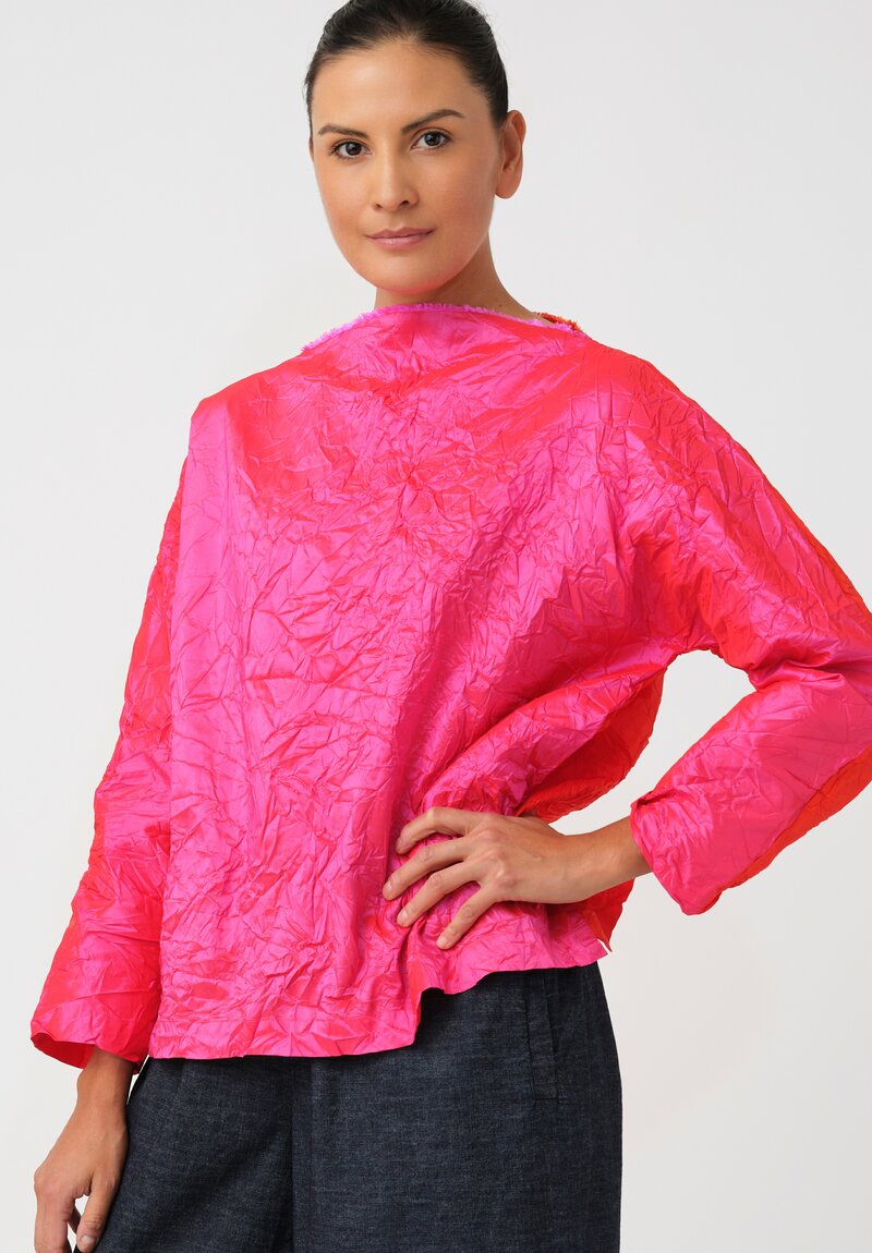 Daniela Gregis Washed Silk Lunedi Top in Bicolore Fuchsia Pink & Red