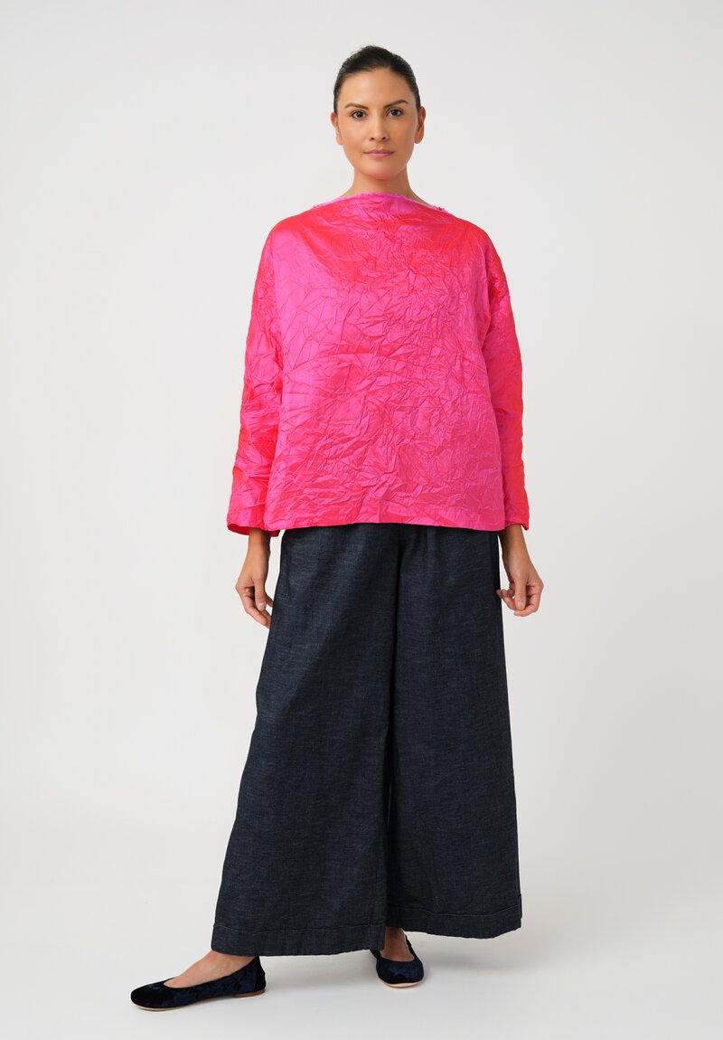 Daniela Gregis Washed Silk Lunedi Top in Bicolore Fuchsia Pink & Red