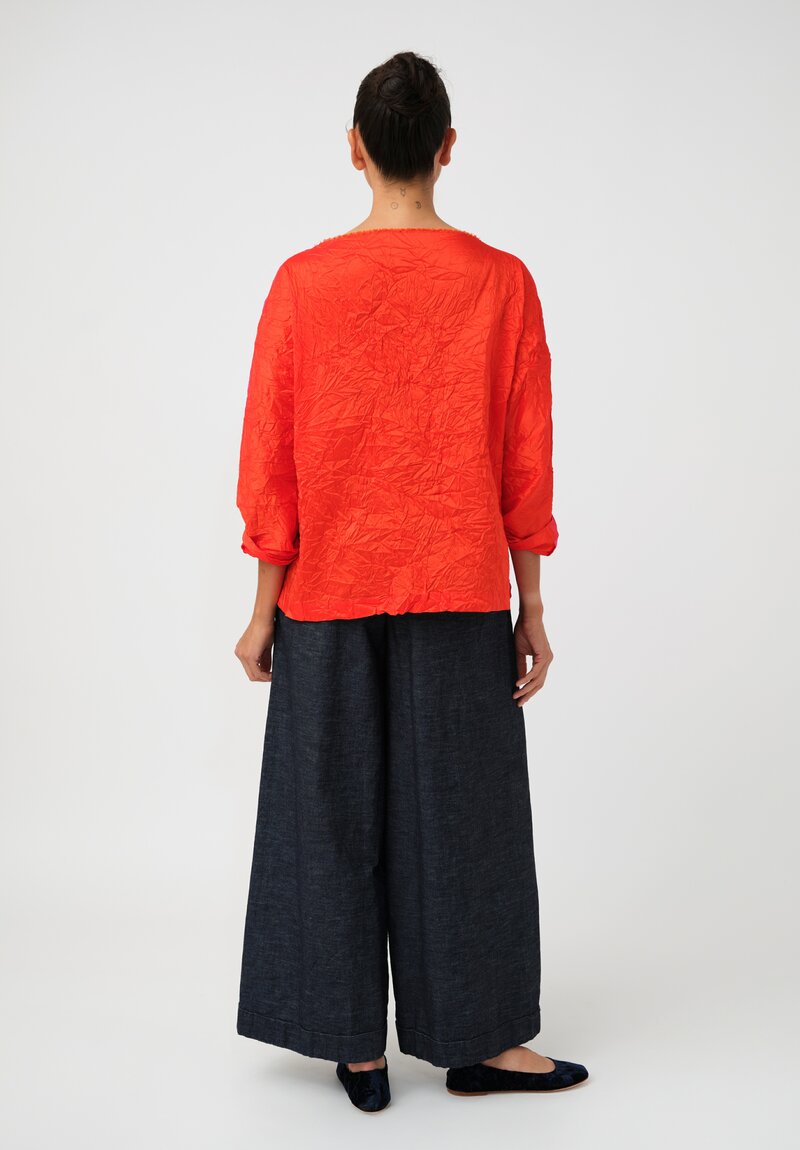 Daniela Gregis Washed Silk Lunedi Top in Bicolore Fuchsia Pink & Red