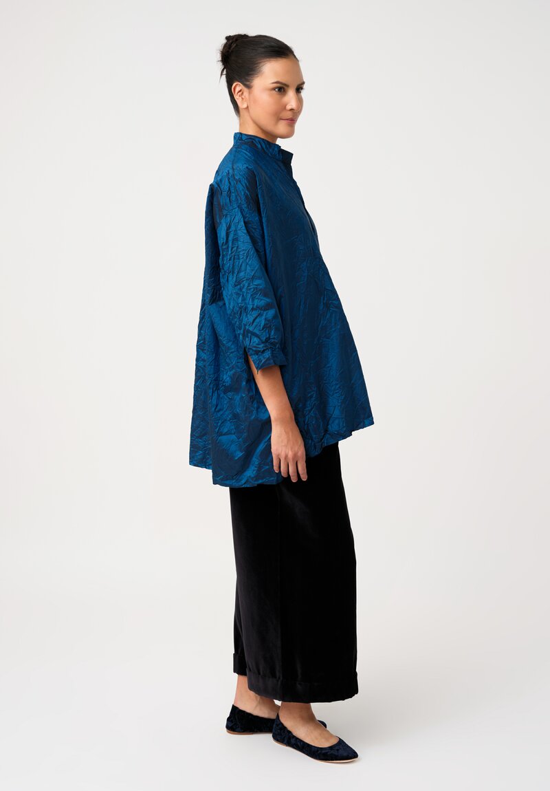 Daniela Gregis Washed Silk Kora Invierno Shirt in Sapphire Blue	
