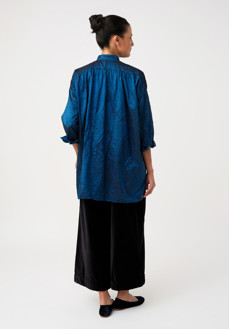 Daniela Gregis Washed Silk Kora Invierno Shirt in Sapphire Blue	