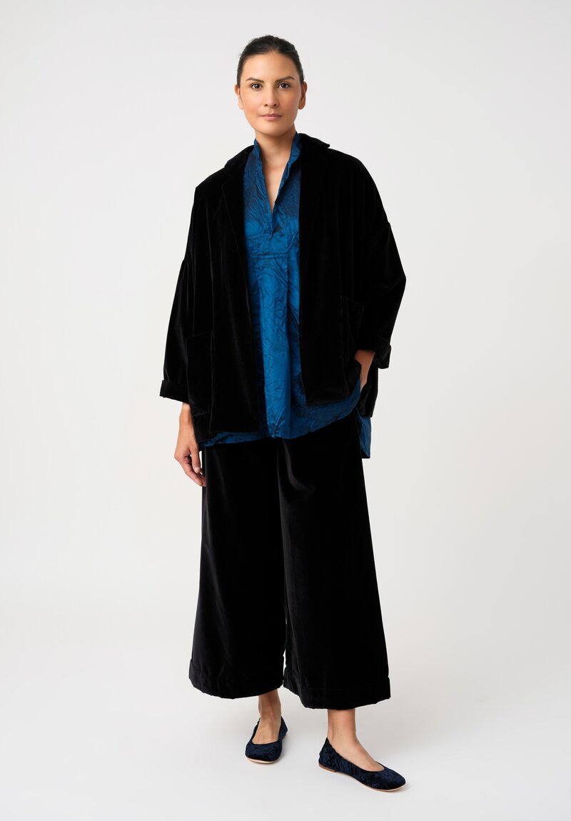 Daniela Gregis Washed Silk Kora Invierno Shirt in Sapphire Blue	