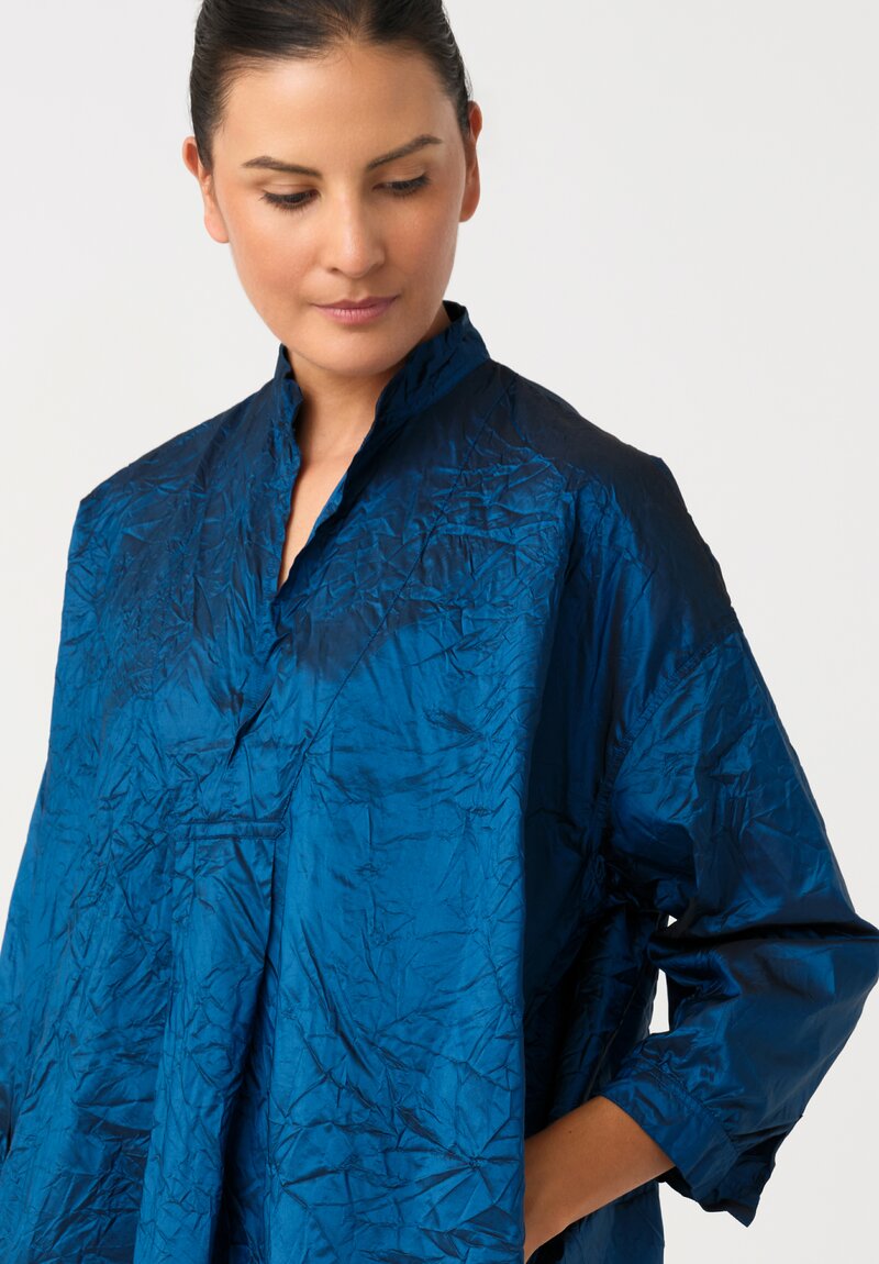 Daniela Gregis Washed Silk Kora Invierno Shirt in Sapphire Blue	