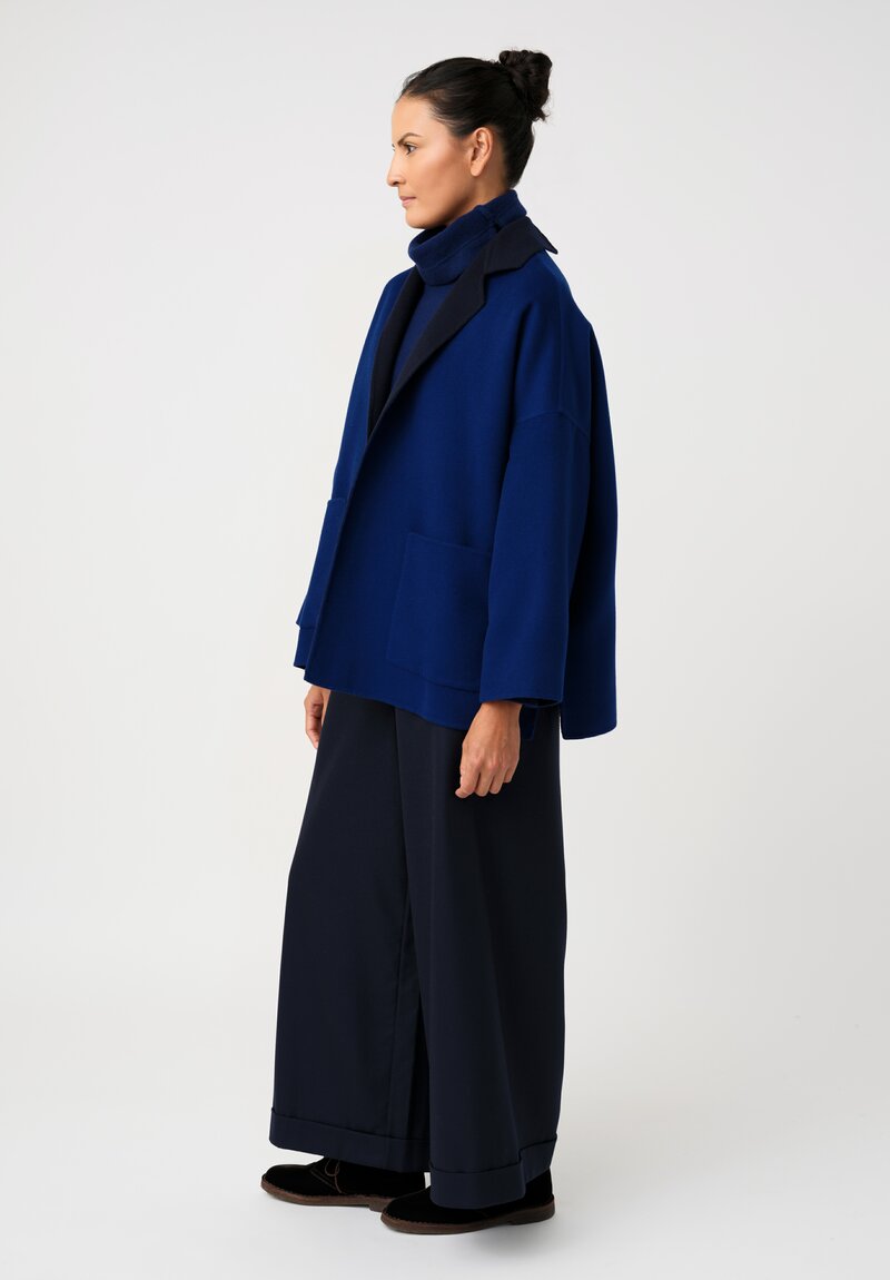 Daniela Gregis Double-Faced Cashmere Gladiolo Jacket in Royal Blue & Scuro Blue	