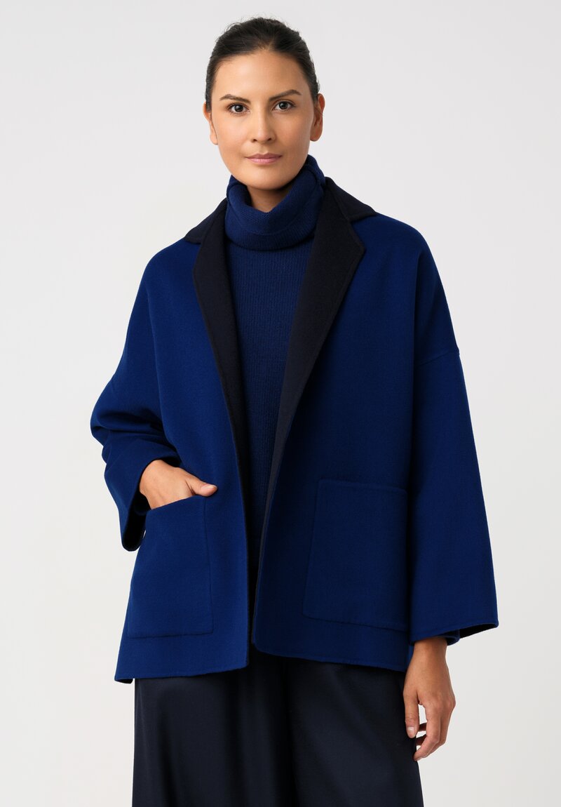 Daniela Gregis Double-Faced Cashmere Gladiolo Jacket in Royal Blue & Scuro Blue	