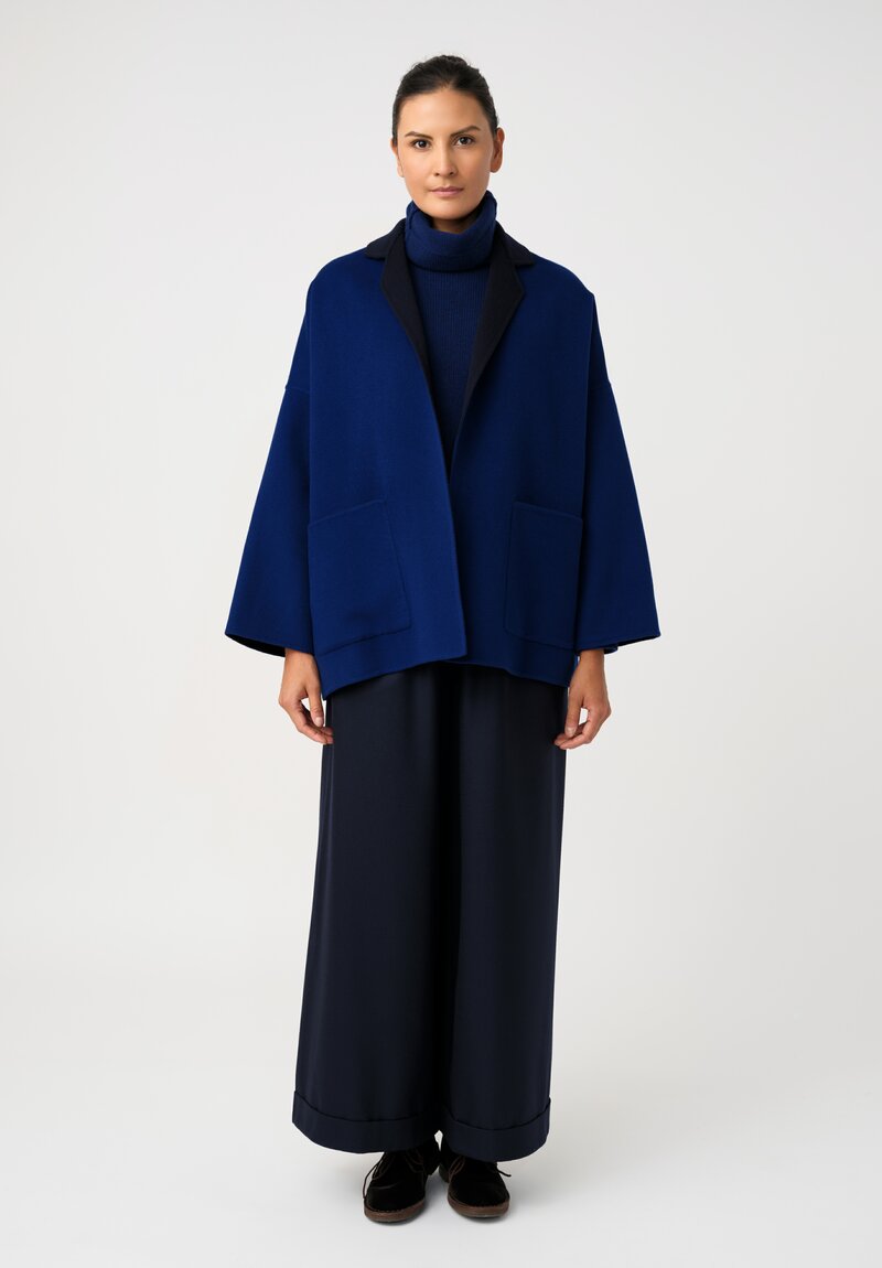 Daniela Gregis Double-Faced Cashmere Gladiolo Jacket in Royal Blue & Scuro Blue	