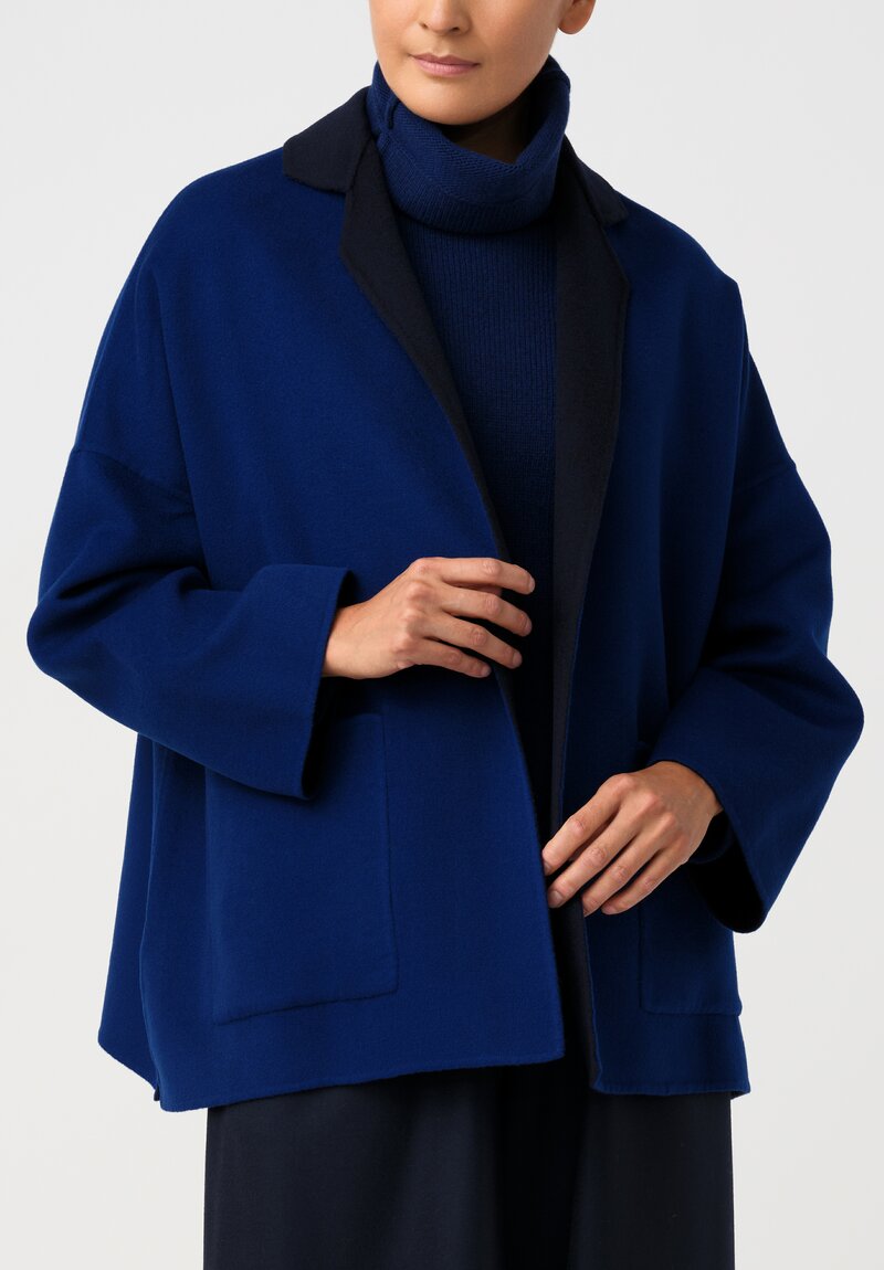 Daniela Gregis Double-Faced Cashmere Gladiolo Jacket in Royal Blue & Scuro Blue	