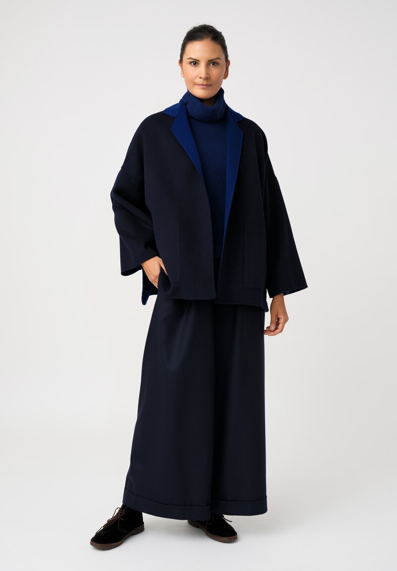 Daniela Gregis Double-Faced Cashmere Gladiolo Jacket in Royal Blue & Scuro Blue	