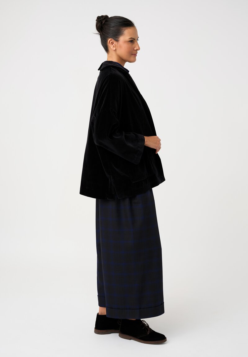 Daniela Gregis Washed Cotton Velvet Gladiolo Bianco Jacket in Deep Navy	