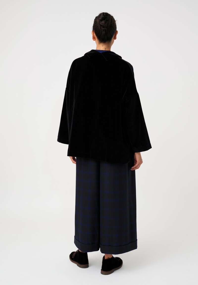 Daniela Gregis Washed Cotton Velvet Gladiolo Bianco Jacket in Deep Navy	