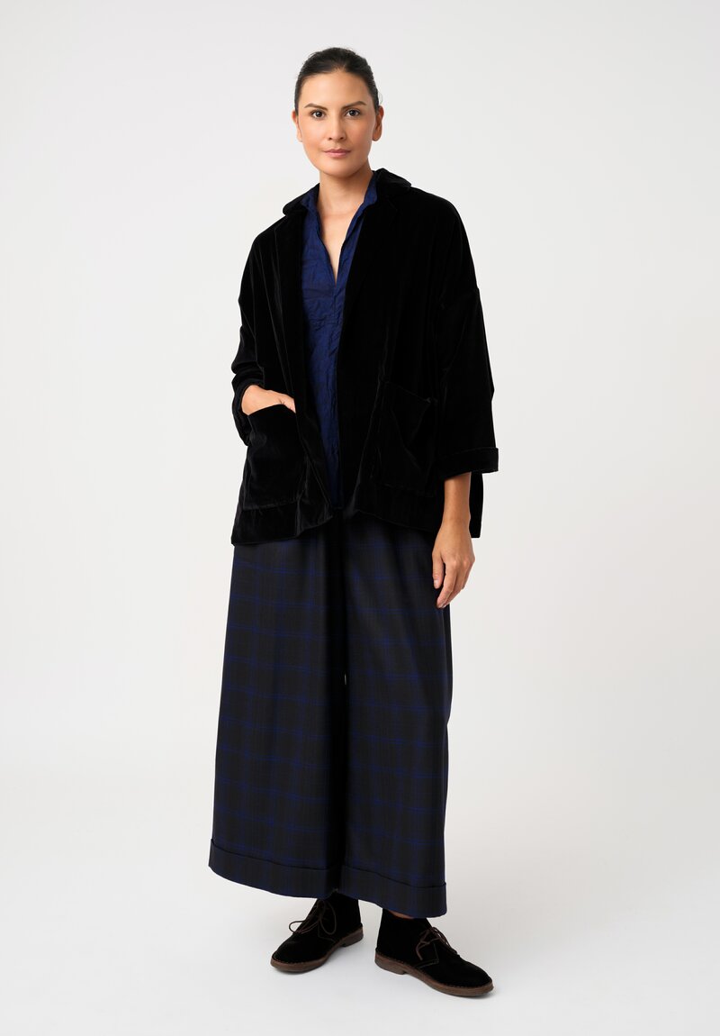 Daniela Gregis Washed Cotton Velvet Gladiolo Bianco Jacket in Deep Navy	