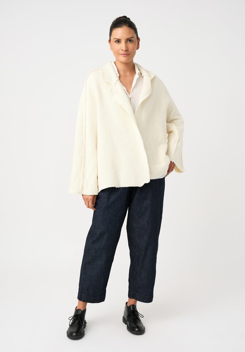 Daniela Gregis Washed Alpaca Papavero Tasche Jacket in Bianco Cream