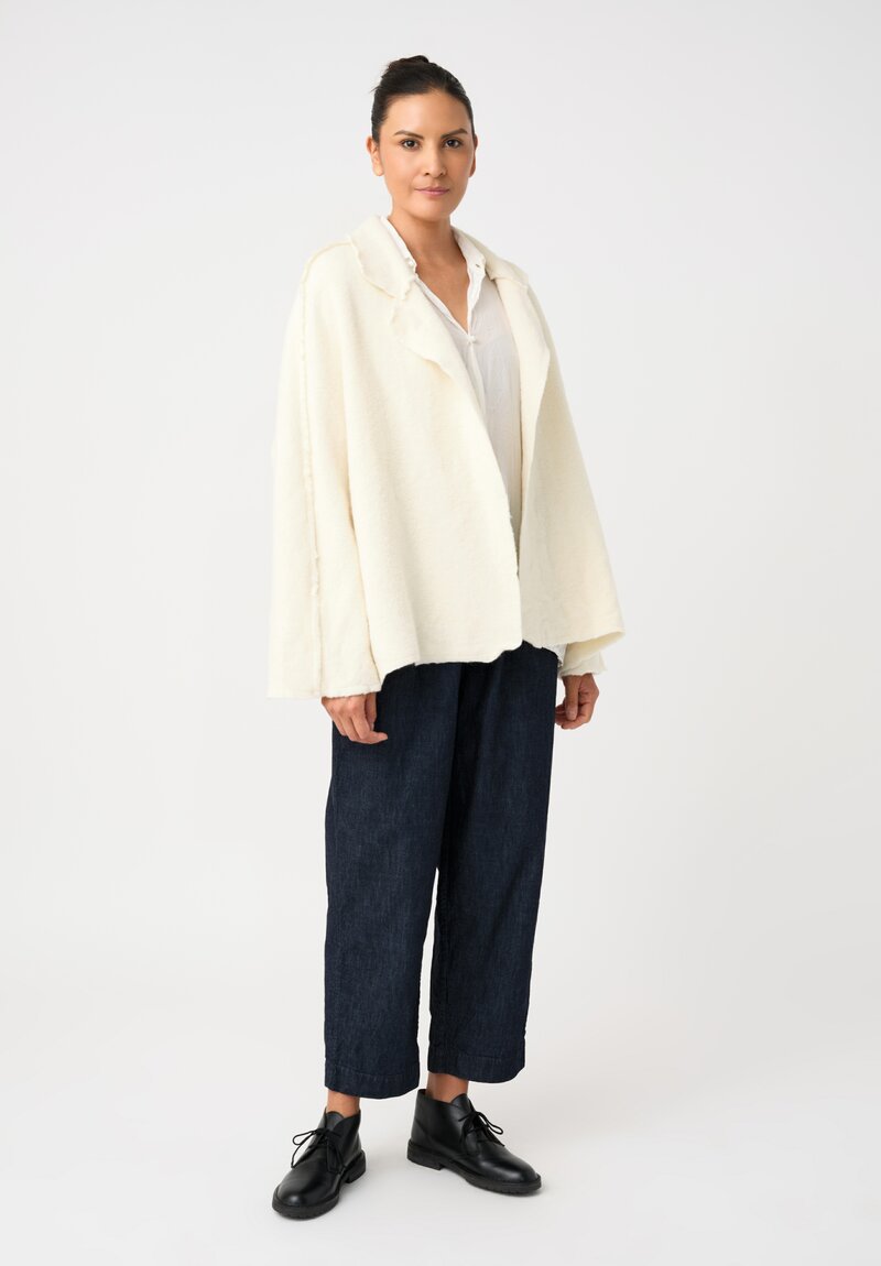 Daniela Gregis Washed Alpaca Papavero Tasche Jacket in Bianco Cream