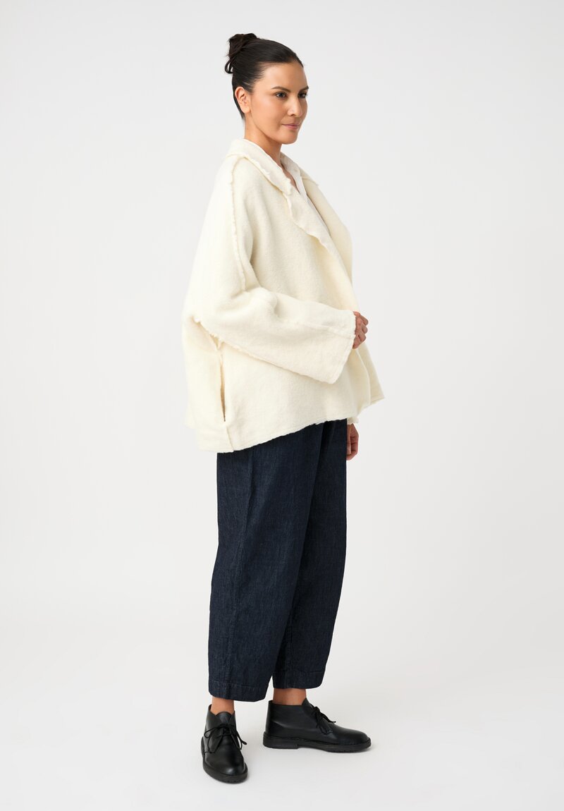 Daniela Gregis Washed Alpaca Papavero Tasche Jacket in Bianco Cream