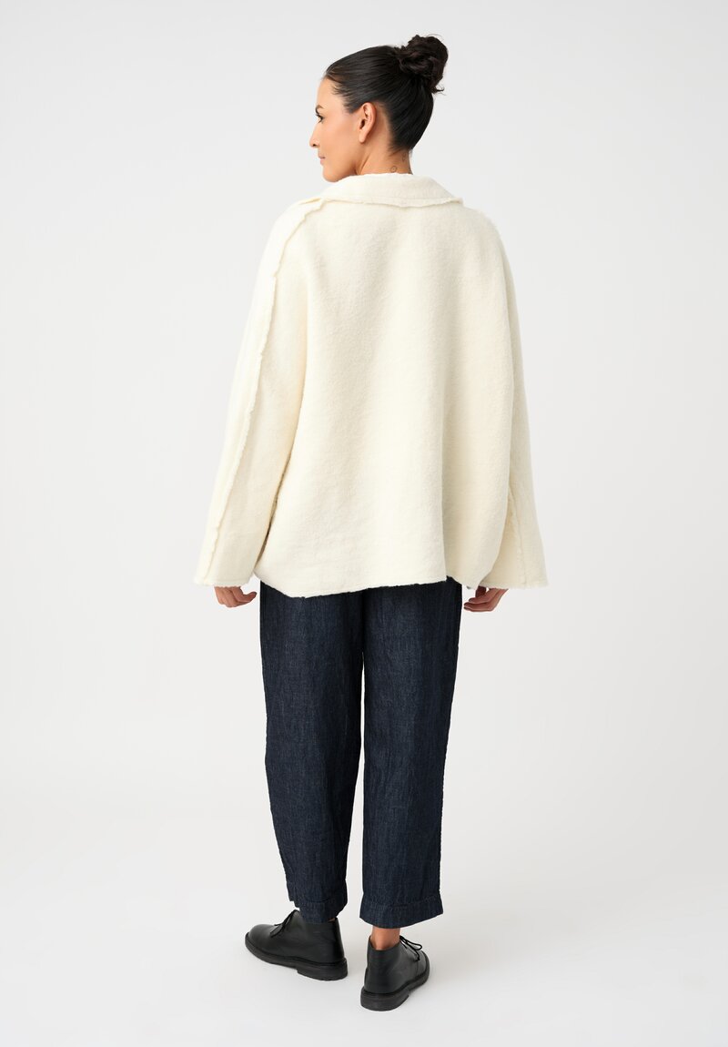Daniela Gregis Washed Alpaca Papavero Tasche Jacket in Bianco Cream