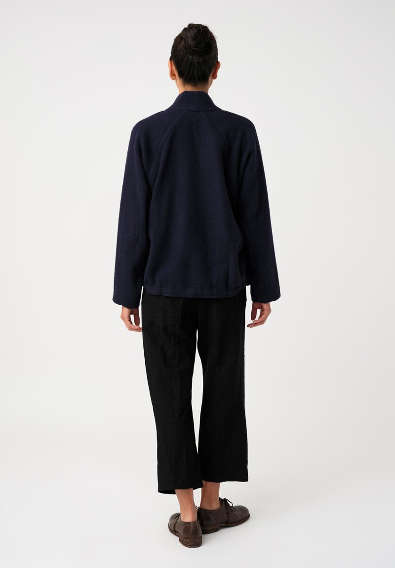 Jan Jan Van Essche Brushed Baby Alpaca Knit Kimono Collar Pullover in Navy Blue