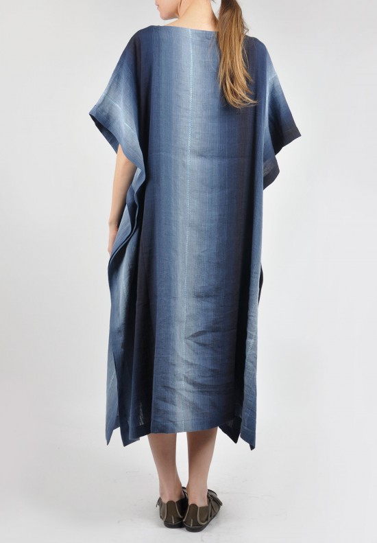 Eskandar Bateau Kaftan Full Length Dress in Indigo