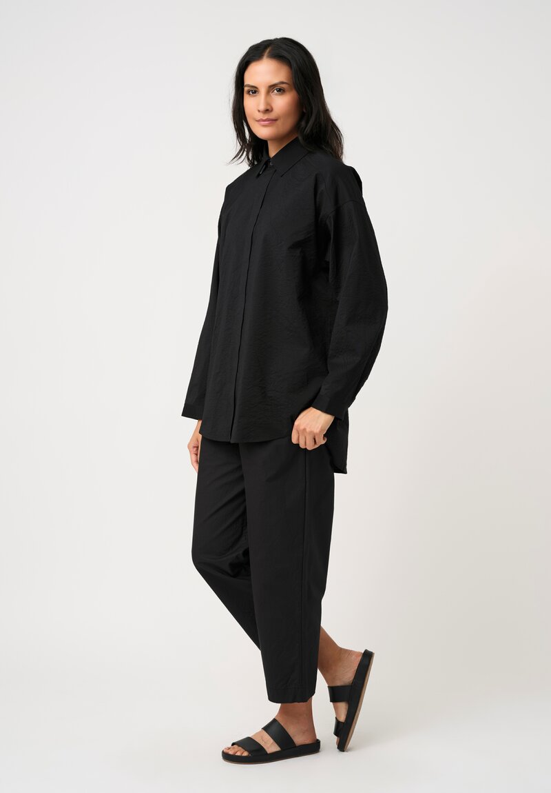 Jan-Jan Van Essche Thermal Silk Button-Down Shirt in Black