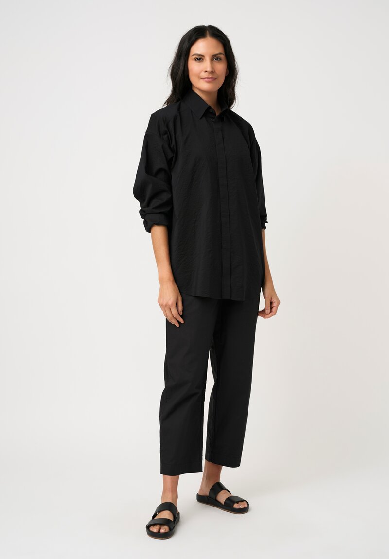 Jan-Jan Van Essche Thermal Silk Button-Down Shirt in Black