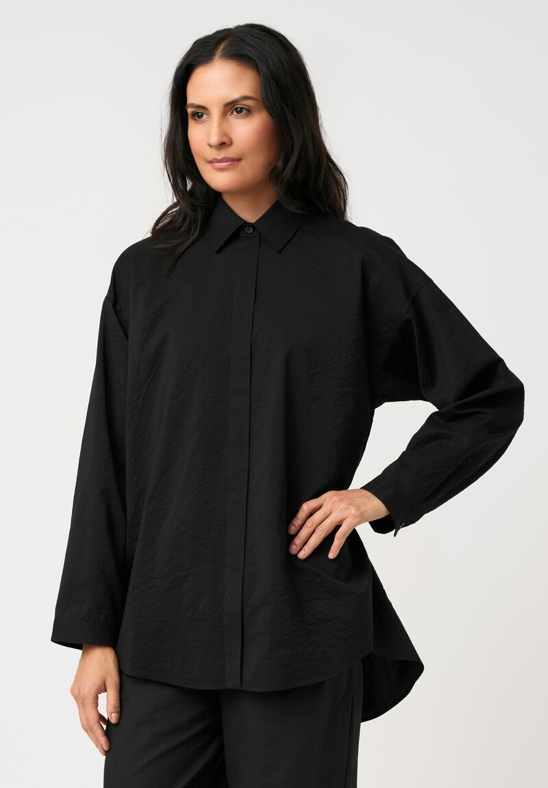 Jan-Jan Van Essche Thermal Silk Button-Down Shirt in Black