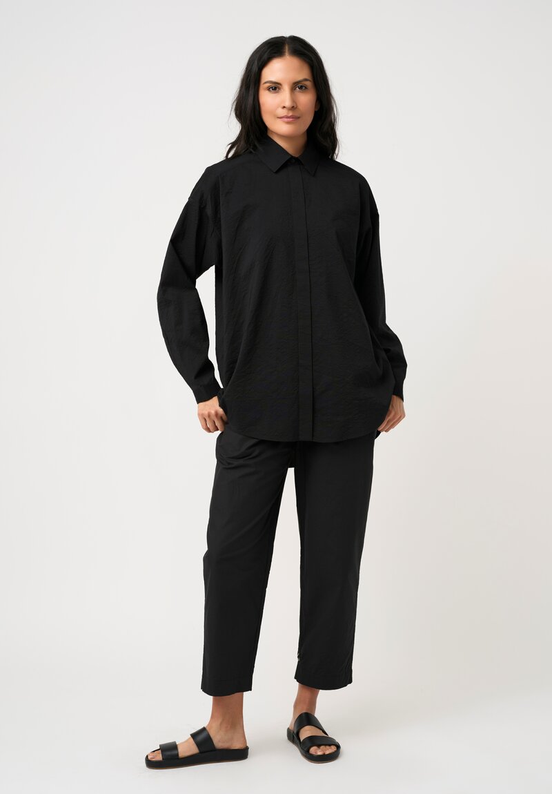 Jan-Jan Van Essche Thermal Silk Button-Down Shirt in Black