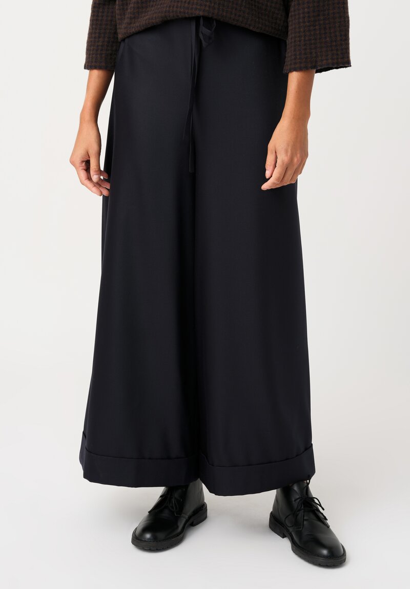 Daniela Gregis Thermal Weave Tognon Tasche Pants in Deep Navy Blue