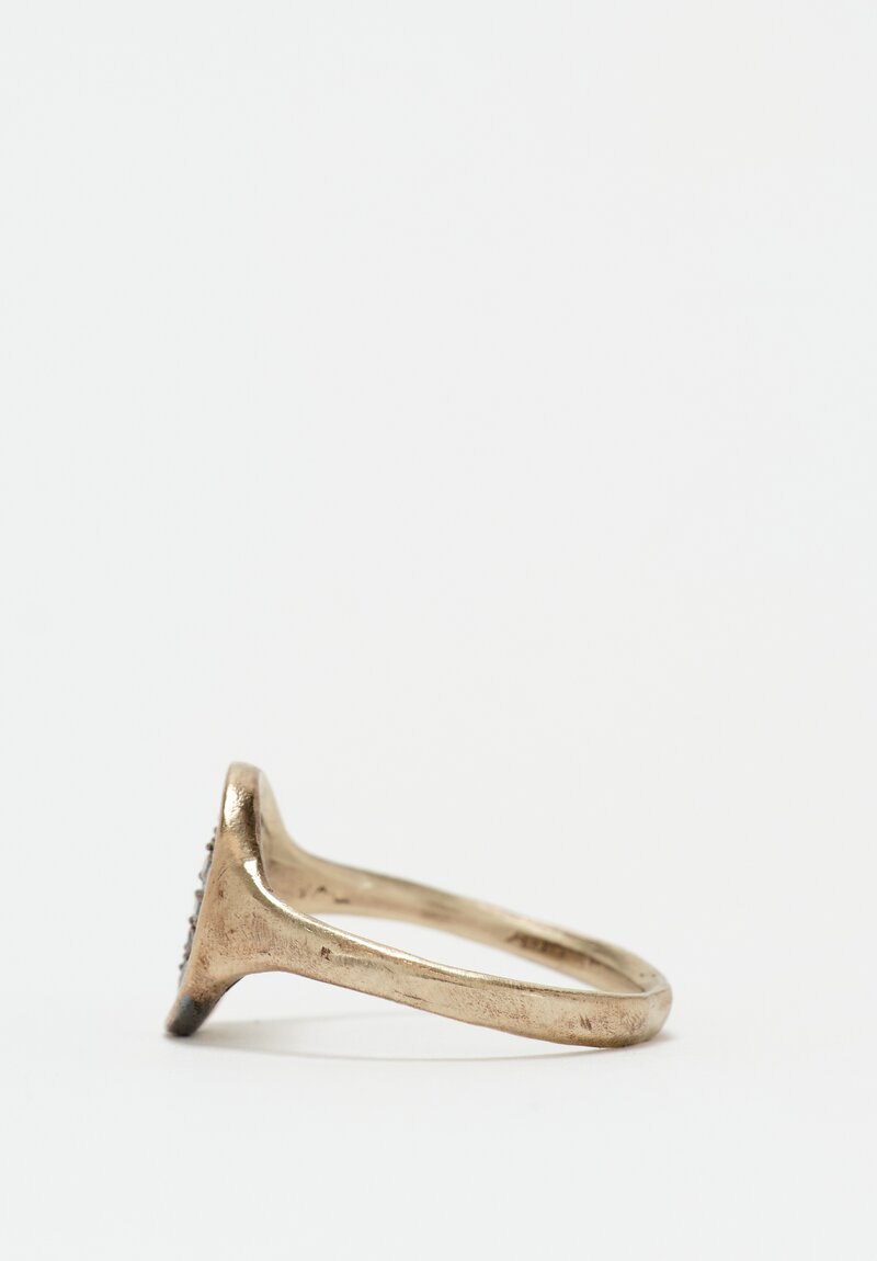 Noguchi Bijoux 14K White & Oxidized Gold Signet Ring with Grey Diamond Melee	