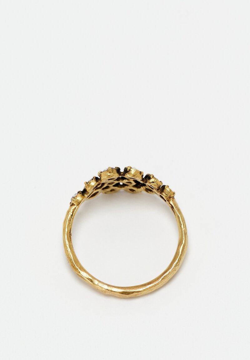 Noguchi Bijoux 14K Hammered & Oxidized Gold Tsubu Ring with Rose Cut Diamonds	