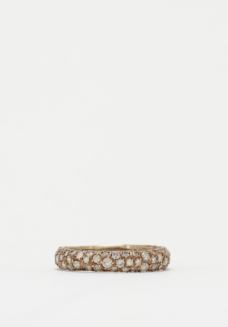 Noguchi Bijoux 14K Sandblasted White Gold Band Ring with Pavé Set Diamonds	