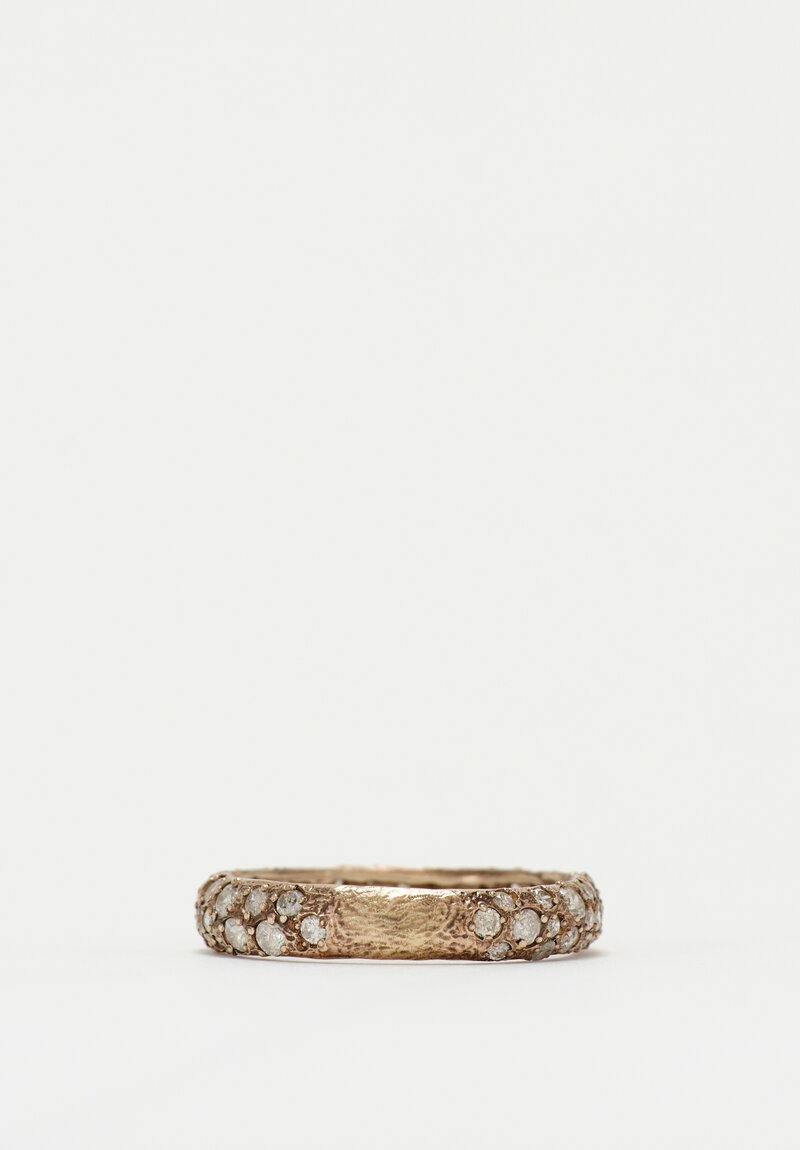 Noguchi Bijoux 14K Sandblasted White Gold Band Ring with Pavé Set Diamonds	