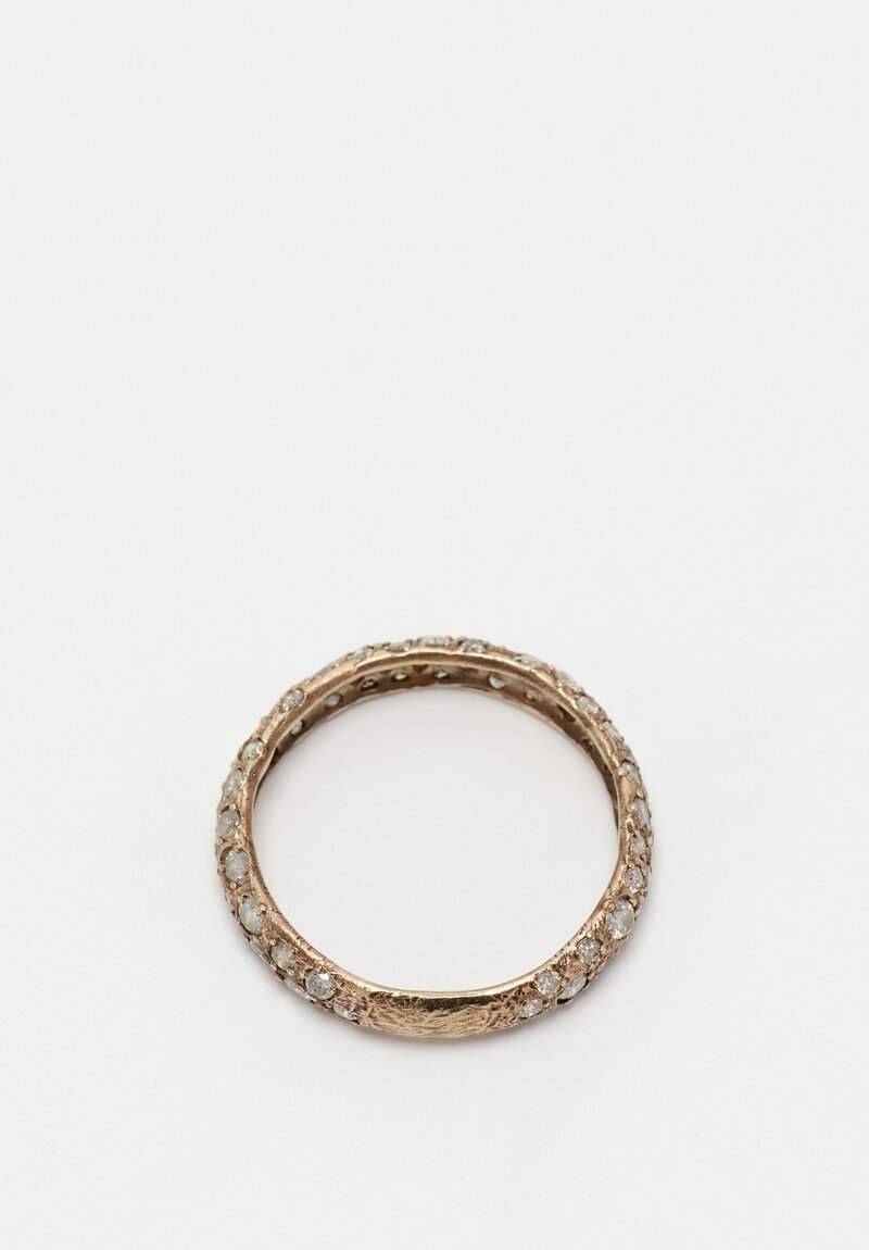 Noguchi Bijoux 14K Sandblasted White Gold Band Ring with Pavé Set Diamonds	