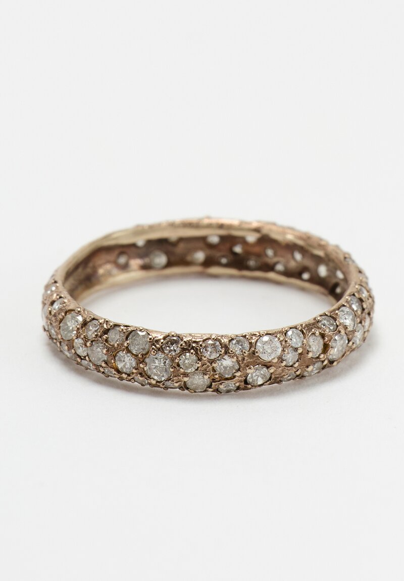 Noguchi Bijoux 14K Sandblasted White Gold Band Ring with Pavé Set Diamonds	