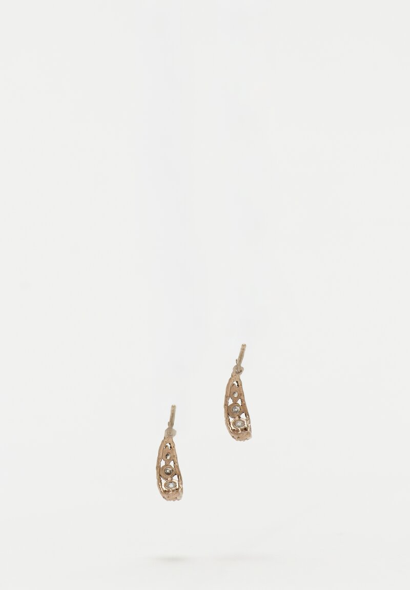 Noguchi Bijoux 14K White Gold Lace, Diamond Crescent Dangle Stud Earrings	