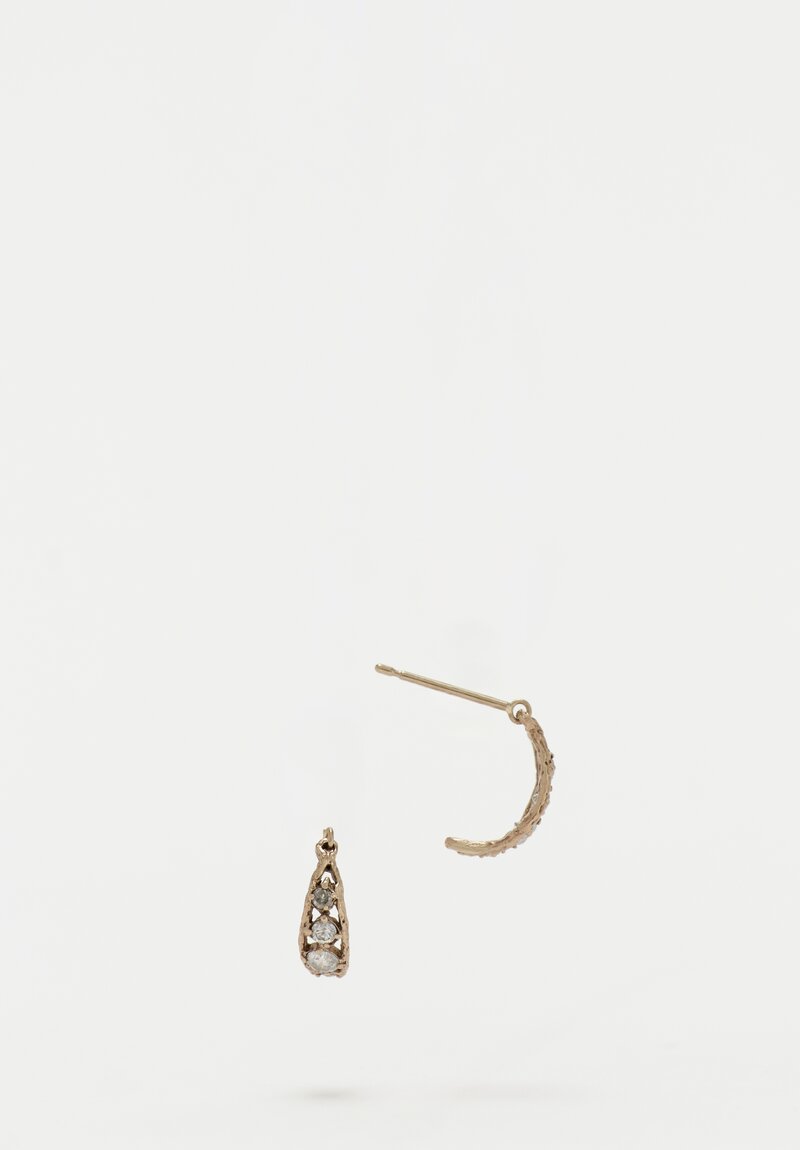 Noguchi Bijoux 14K White Gold Lace, Diamond Crescent Dangle Stud Earrings	