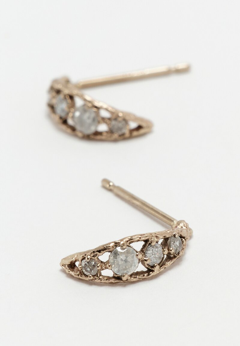 Noguchi Bijoux 14K White Gold Lace, Diamond Crescent Dangle Stud Earrings	