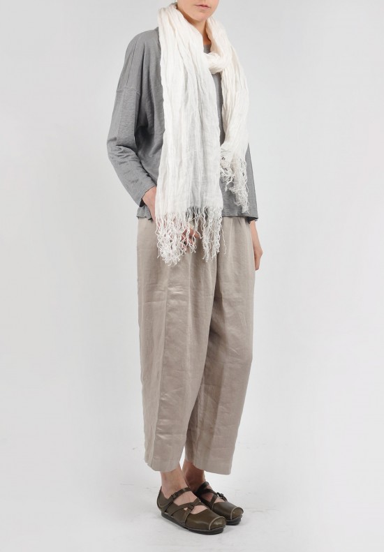 Eskandar Linen Crinkle Scarf in Light Pink