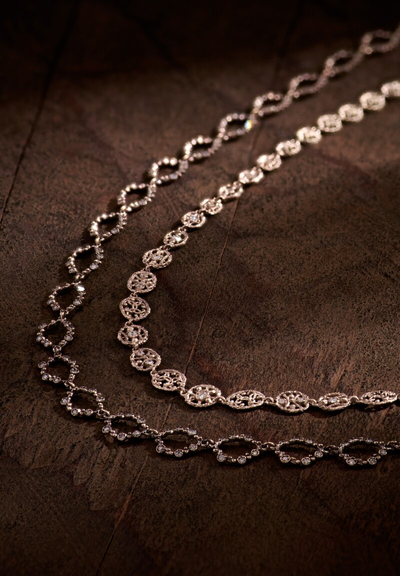 Noguchi Bijoux 14K White Gold Tsubu Necklace with Diamonds