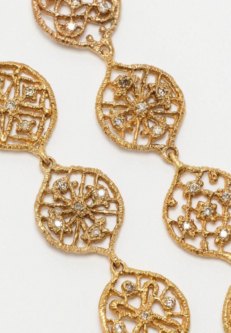 Noguchi Bijoux Patinated 14K Gold Volute Lace Bracelet with White Diamonds