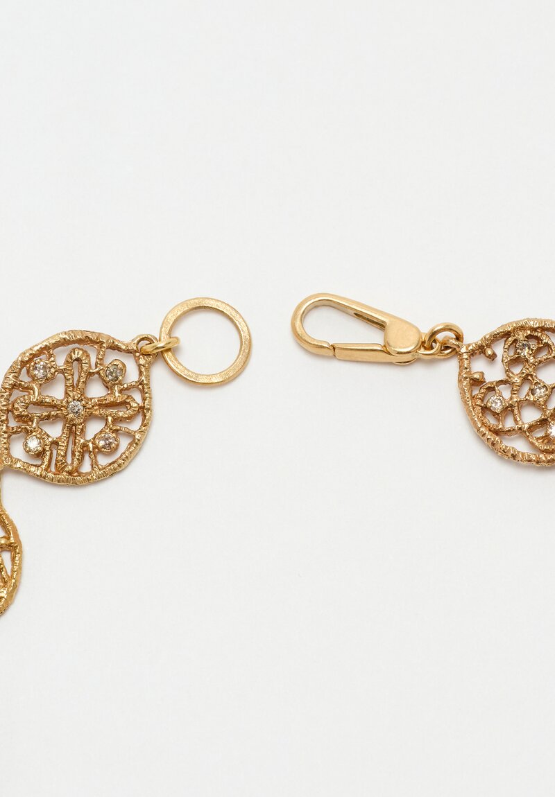 Noguchi Bijoux Patinated 14K Gold Volute Lace Bracelet with White Diamonds