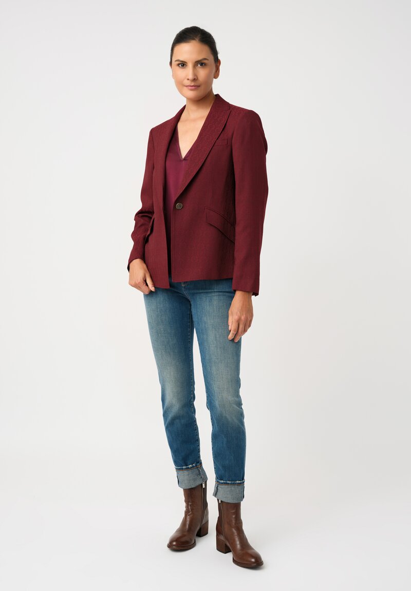 Etro Tonal Jacquard Woven Peak Lapel Blazer