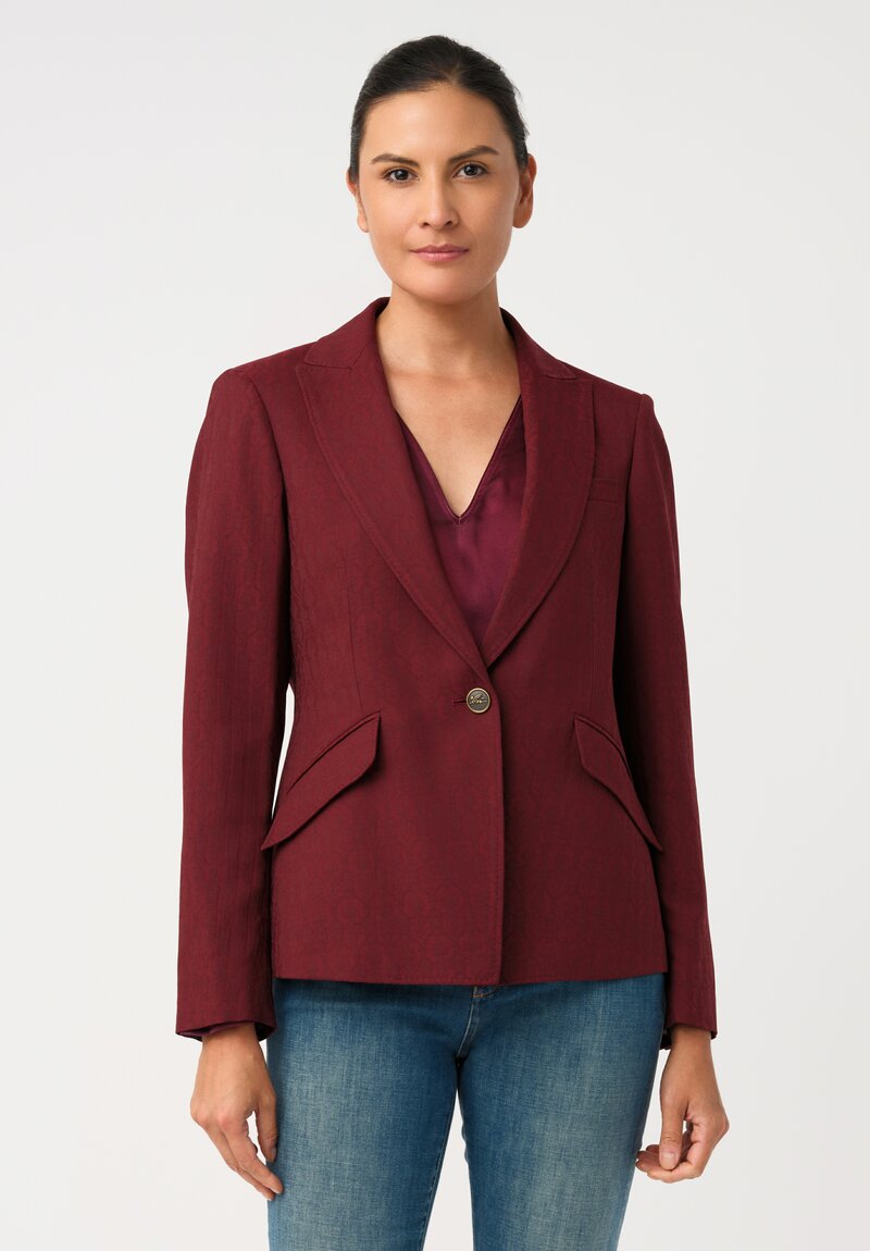 Etro Tonal Jacquard Woven Peak Lapel Blazer